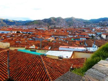 High angle view of cityscape against sky