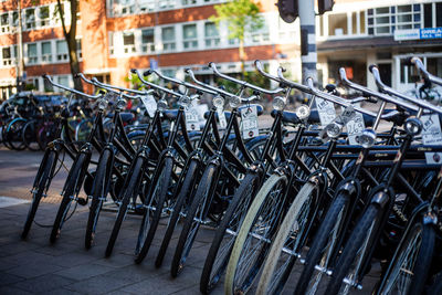 Bicycles parked in row