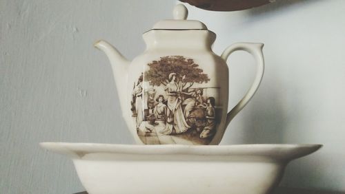 Close-up of tea cup on table