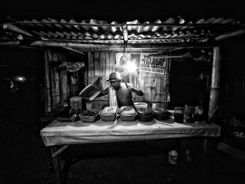 Tea light candles on table