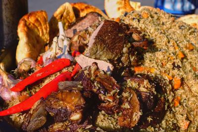 Close-up of food served in plate