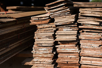 Stack of books on wood