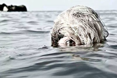 Portrait of person swimming in sea