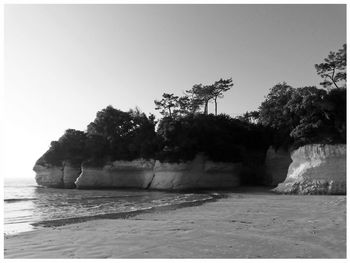 Scenic view of sea against clear sky