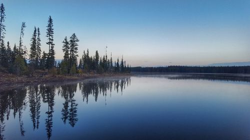 Scenic view of lake against clear sky