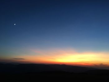 Scenic view of silhouette landscape against sky at sunset