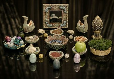 Close-up of leaves on table
