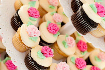 Close-up of cupcakes on cakestand