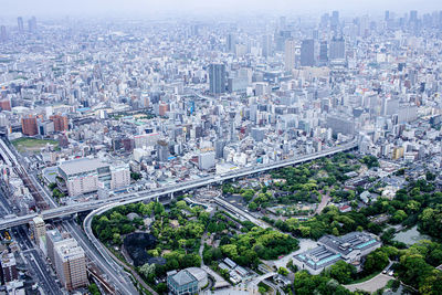 Aerial view of city and buildings