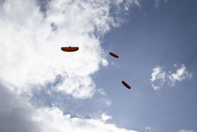 Low angle view of hot air balloon against sky