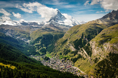 Scenic view of mountains against sky