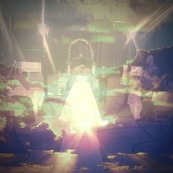 Sun shining through trees