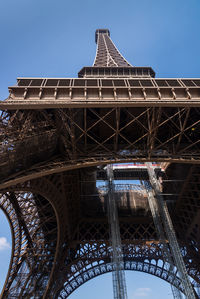 Looking up at the eiffel tower