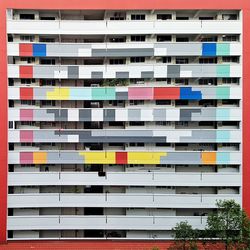 Low angle view of multi colored building