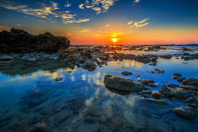 Scenic view of sea against sky during sunset
