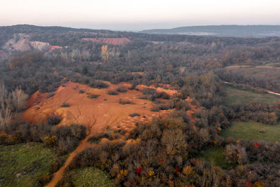 Hungary - gánt town with bauxite mine. it gives the impression of an mars landscape