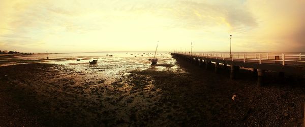 Scenic view of sea at sunset