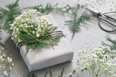 Close-up of gift on table