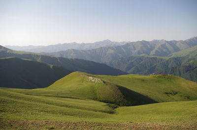 Scenic view of mountains against clear sky
