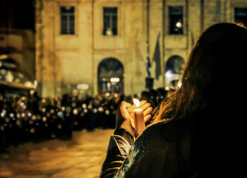 At easter vigil many people come with candles to this old church in chania