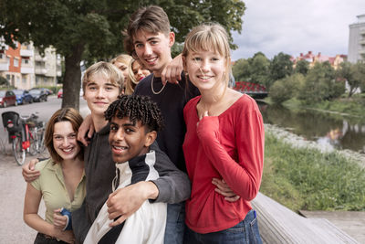 Group of teenagers looking at camera