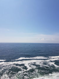 Scenic view of sea against blue sky