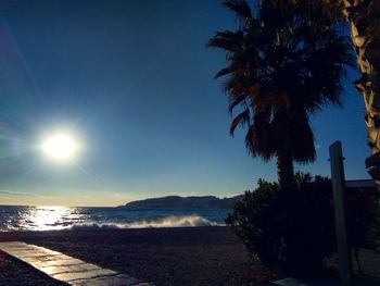 Scenic view of sea against clear sky