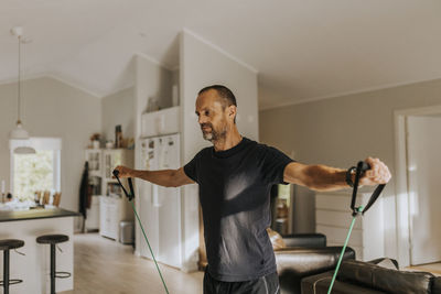 Man training at home