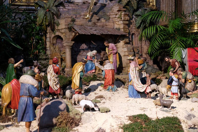 Nativity scene, creche, or crib, birth of jesus in graz cathedral, austria