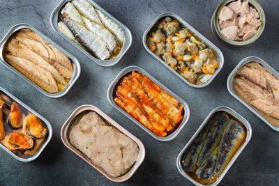 High angle view of food on table