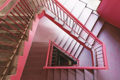 High angle view of spiral stairs