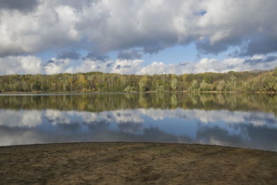 Scenic view of lake against sky