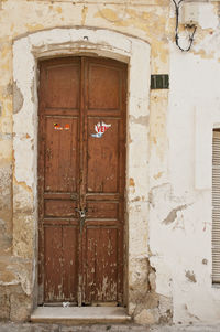 Closed door of old building