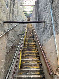 Low angle view of staircase against wall