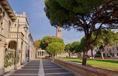 Panoramic view of trees and buildings against sky