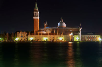 Illuminated building at night