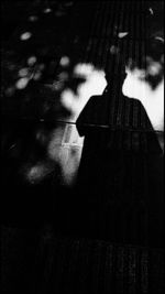 High angle view of people standing in mirror