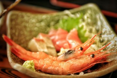 Close-up of seafood in plate