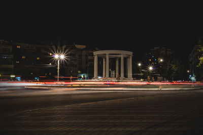 Light trails on city street at night