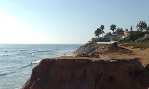 Scenic view of sea against clear sky