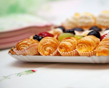 Close-up of food on table