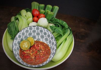 Close-up of food in plate on table