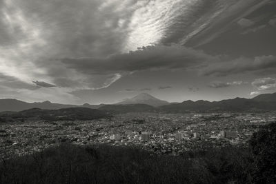 High angle view of townscape against sky