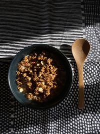 High angle view of food in bowl on table