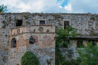 Low angle view of old ruin building