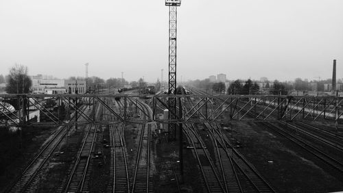 Railroad tracks against clear sky