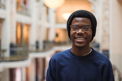 Portrait of young man wearing eyeglasses