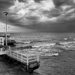 Scenic view of sea against cloudy sky