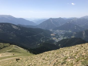 Scenic view of mountains against sky