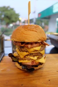 Close-up of burger in restaurant
